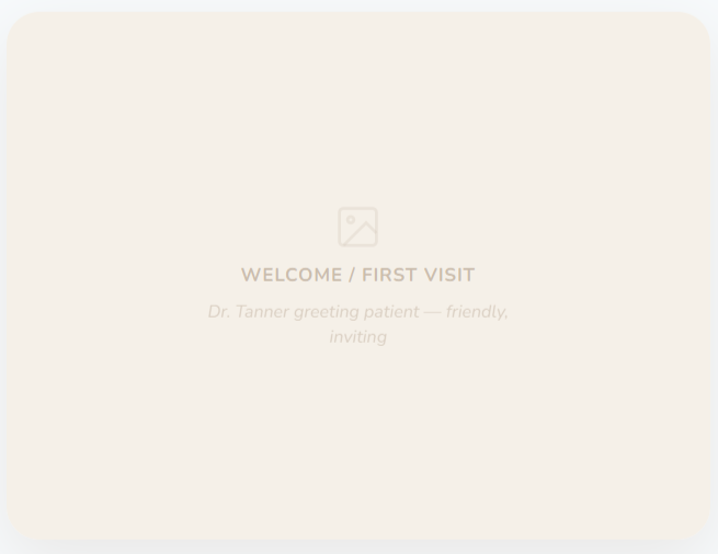 Medical website welcome screen for first visit